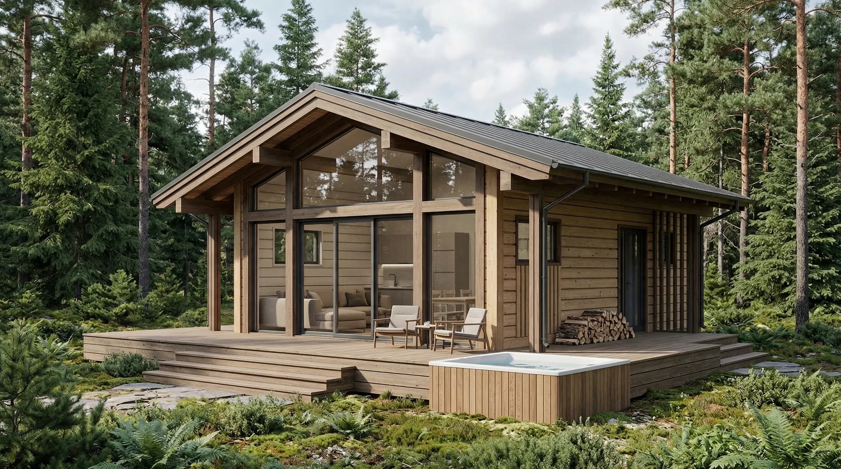 Каркасный дом 81 м² с террасой 1