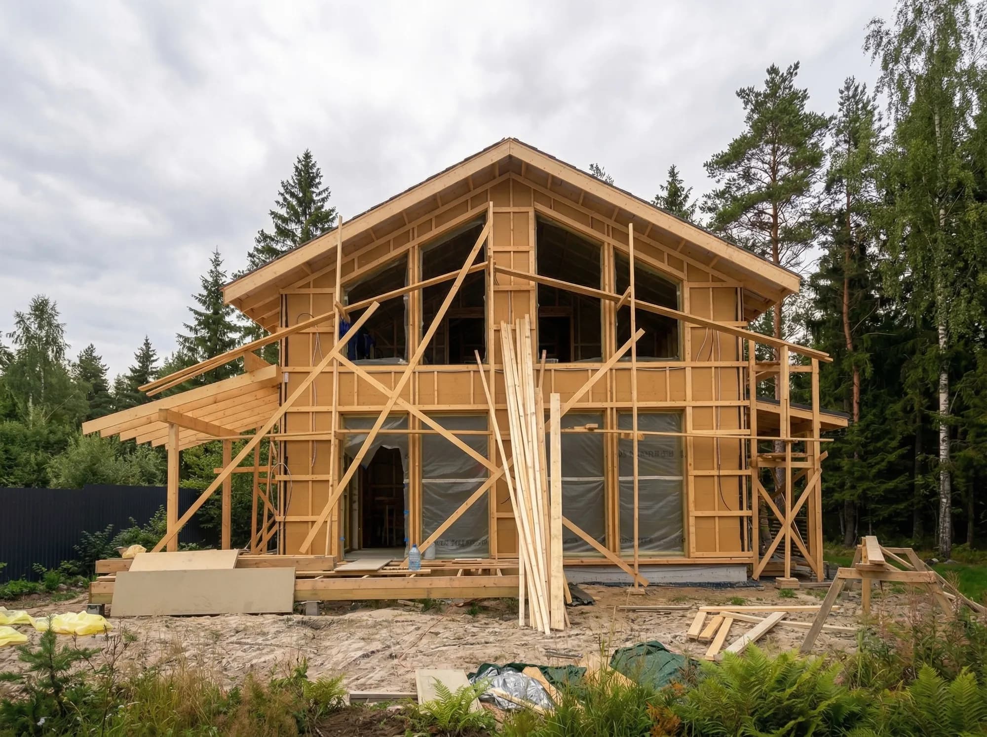 Two-story frame house with panoramic glazing 3