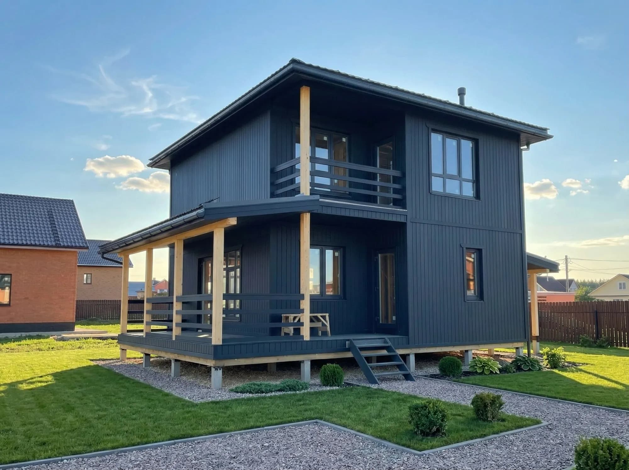 Двухэтажный дом в скандинавском стиле.