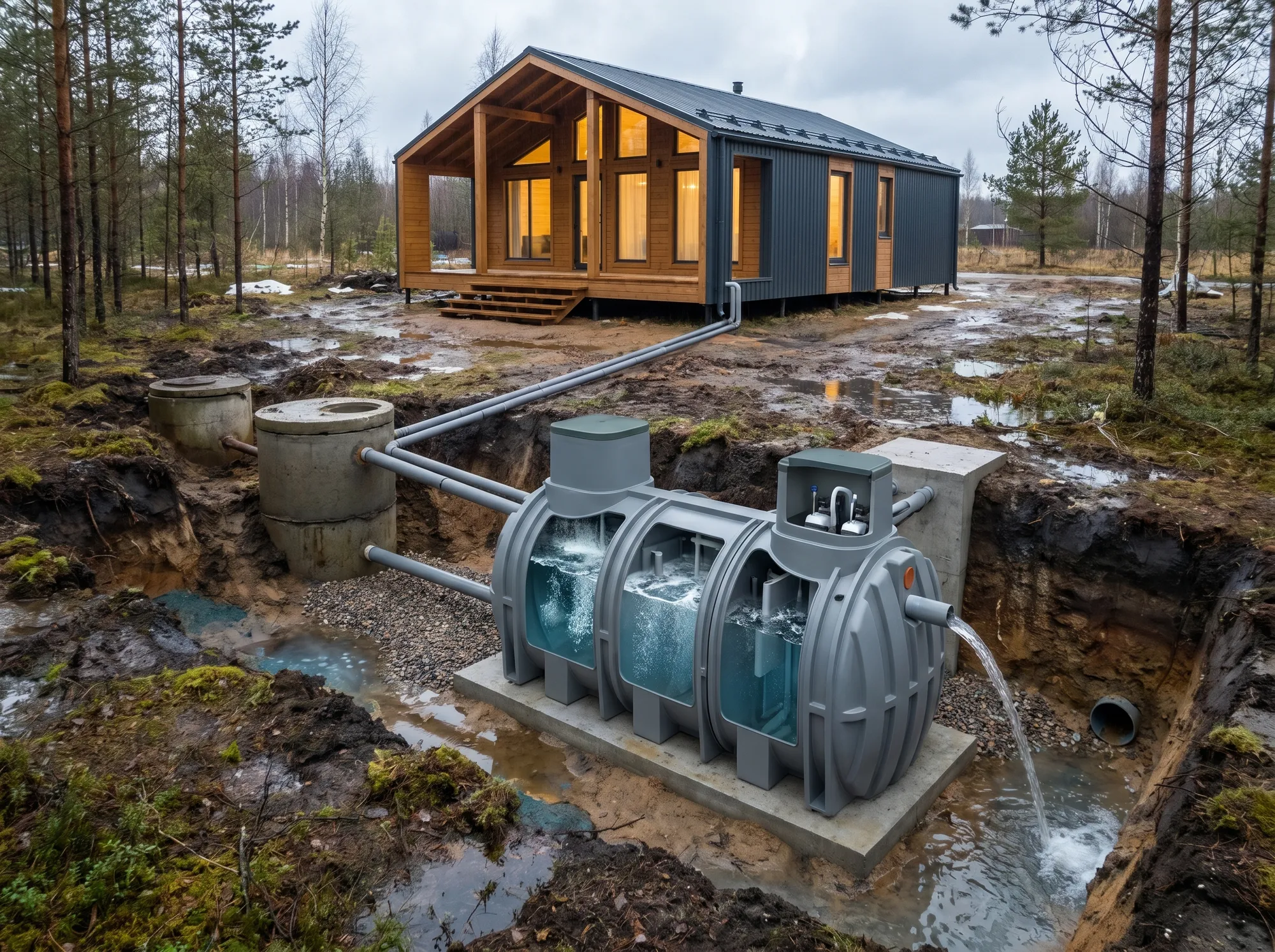 Chapter 2. Utilities and Heating. Septic system for a country house in the Leningrad Region.